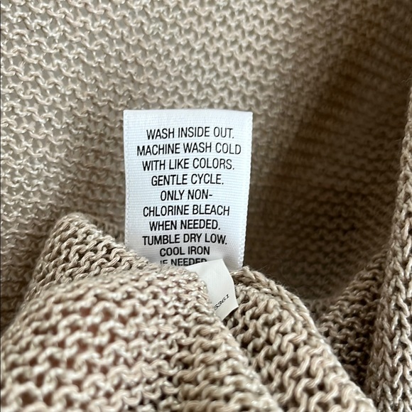 Croft & Barrow Tan Open Curved Front Loose Knit Sweater with Ribbed Trim M - Picture 5 of 10